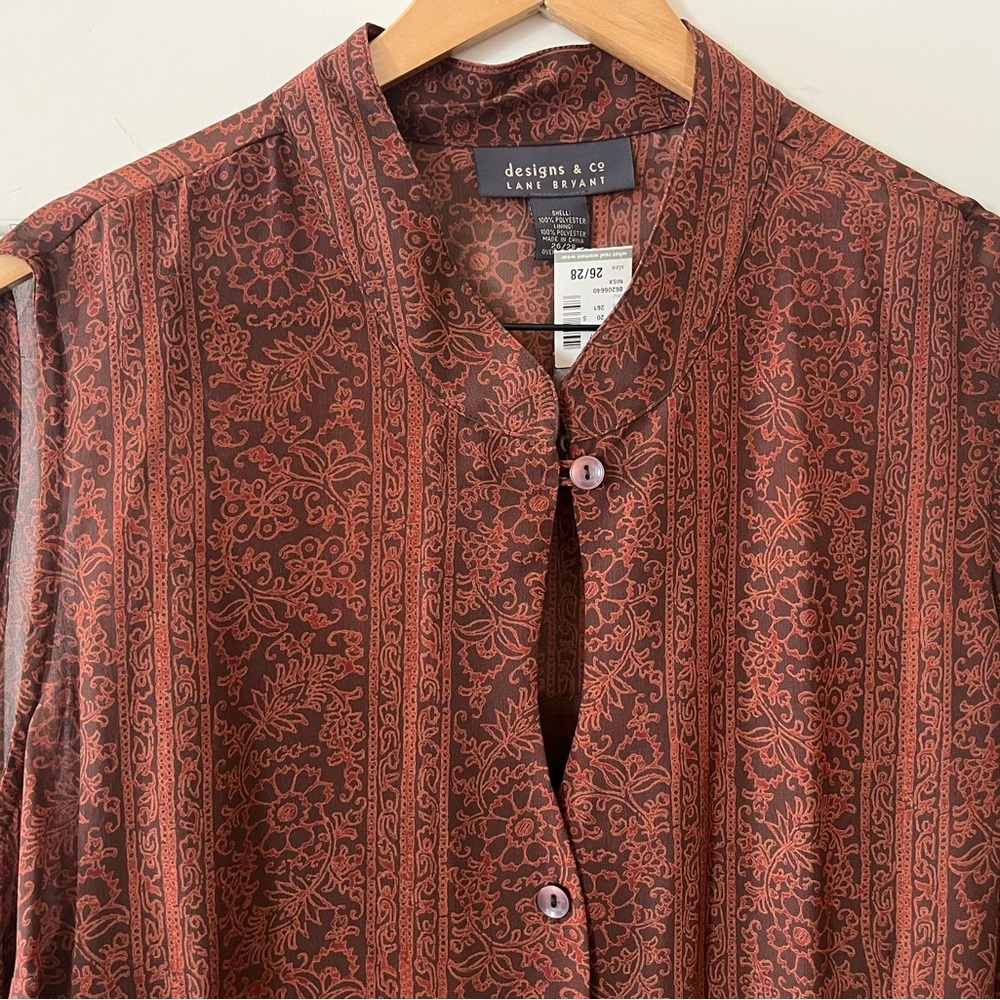 Lane Bryant Designs & Co. Light Brown Patterned Maxi Length Dress Size 24W - Picture 9 of 13